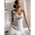 Empire Sheath Straps Chapel Train Chiffon Lace Draped Wedding Dress